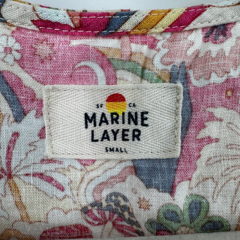 Marine Layer Women Small Psychedelic Floral Hemp Tencel Romper Button Front - Picture 4 of 10